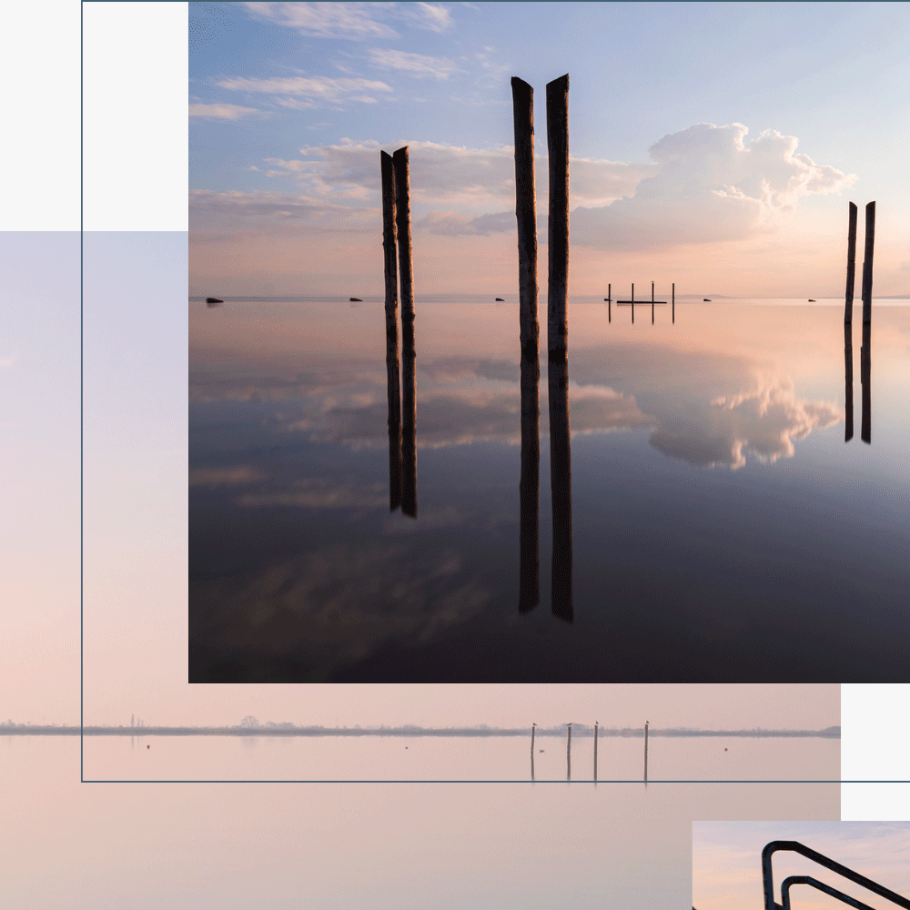 Wolkenspiegelung im Abendlicht am Neusiedler See