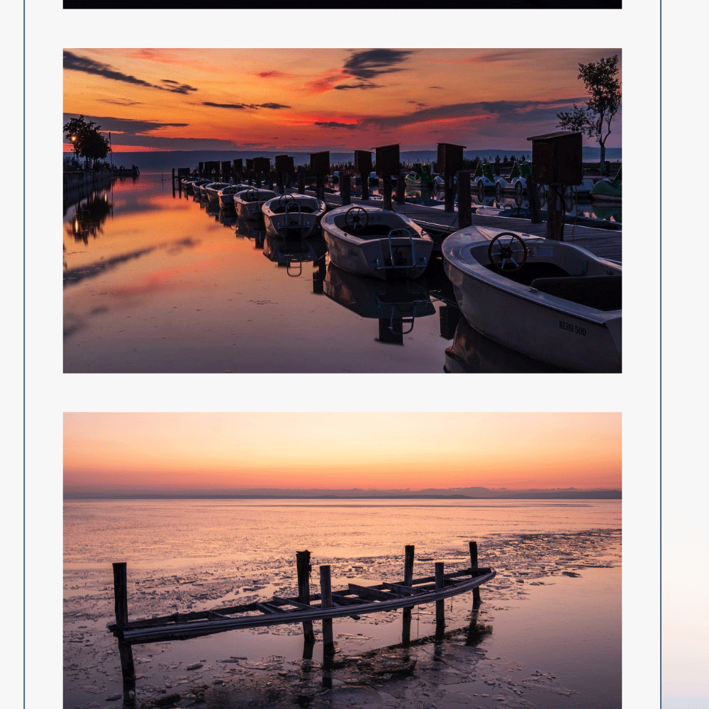 Boote im Sonnenuntergang in Podersdorf am See